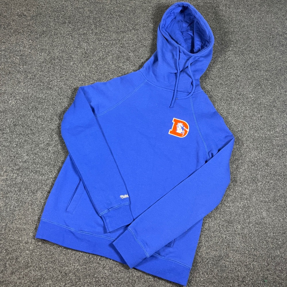 Mitchell & Ness Denver Broncos NFL Throwbacks Hoodie Blue Mens Sm Retro D Logo‎